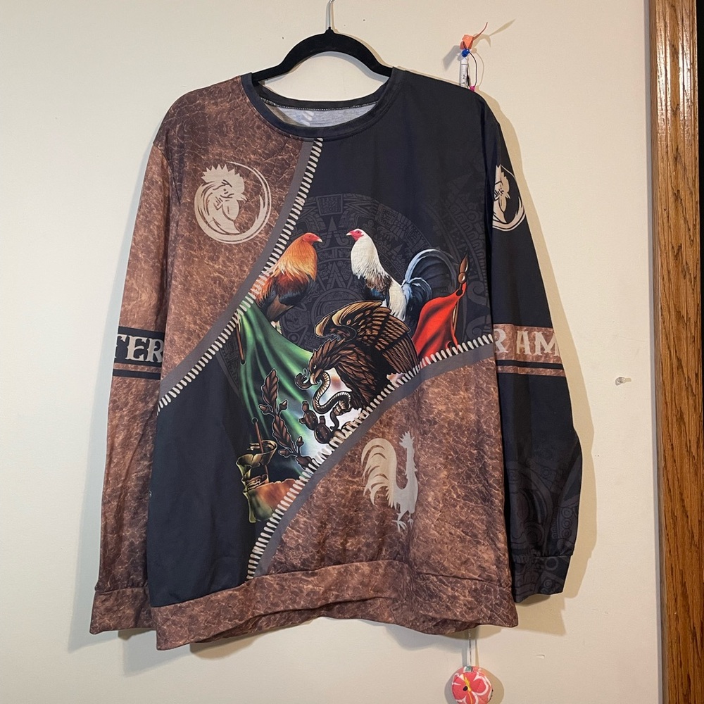 Mens‎ Rooster long sleeve XL T-shirt Mexican Roosters Shirts black and brown